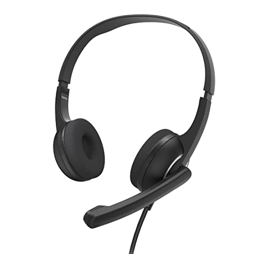 Hama Cuffie Con Microfono (Cuffie Cablate Jack Da 3,5 Mm, Aux, Cuffie Stereo Con Cavo, Cuffie On-Ear Per Pc Con Braccio Microfono E Fascia Per Collo,