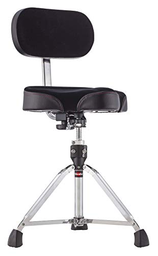Gibraltar Drum Stool, Drum Stool 9000 Series Moto Saddle With Backrest Pro Series, 9608Mb (Diametro: 42 Cm, Sedile In Vinile, Super Lock, Base A Doppi
