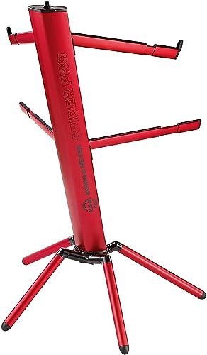 K&M 18860 Base Per Tastiera Spider Pro Rosso - 4 Bracci D'Appoggio Per 2 Strumenti, Base A Colonna Inclinata, Raccordo Filettato