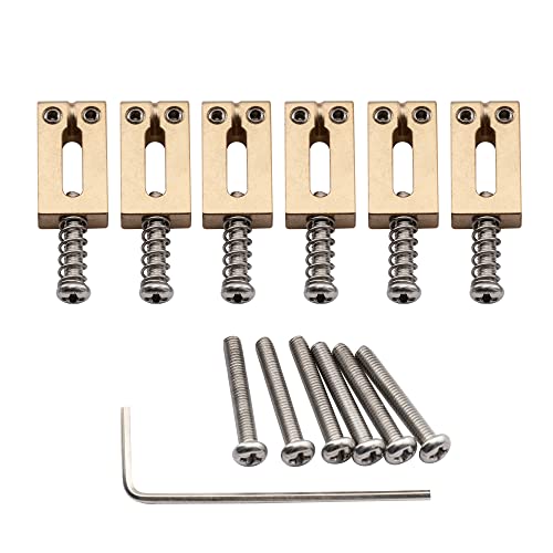Musiclily Ultra 10,8Mm Moderno Sellette In Ottone Per Chitarra Elettrica Tipo Strato Tele, Colore Originale (Set Di 6)