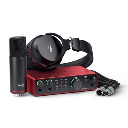 Focusrite Scarlett 2I2 Studio (4° Gen.), Pacchetto Con Interfaccia Audio Usb Per Cantautori, Microfono A Condensatore E Cuffie, Ideale Per Registrazio