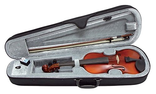 Gewapure Violino Set Ew In Ebano 1/8 Pronto Per Giocare Con Mentoniera, Cordiera Con Tiracantini, Archetto, Colofonia, Astuccio Con Tracolla