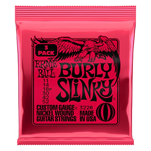 Ernie Ball, Burly Slinky Nickel Wound, Corde Per Chitarra Elettrica, Confezione Da 3, Diametro 11-52