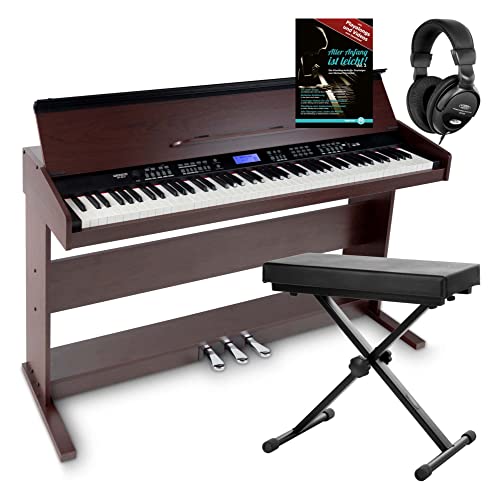 Funkey Dp-88 Ii Pianoforte Digitale Marrone, Set Con Panchetta, Cuffie E Guida (Tedesco)