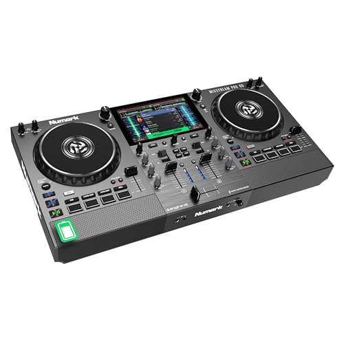 Numark Mixstream Pro Go - Console Dj Autonoma Con Batteria Ricaricabile, Mixer, Casse, Amazon Music Unlimited, Wi-Fi, Touchscreen, Compatibile Con Ser