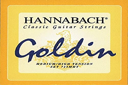Hannabach Corde Per Chitarra Classica, Serie 725 Tensione Medio/Alto Goldin - Set Di 3 Corde Cantini (Mi1+Si2+Sol3)