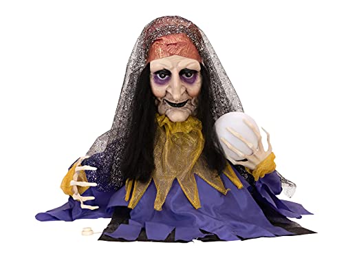 Europalms Statuetta Di Halloween Con Saggezza Animata, 50 Cm, Personaggio Animato Con Sfera Magica