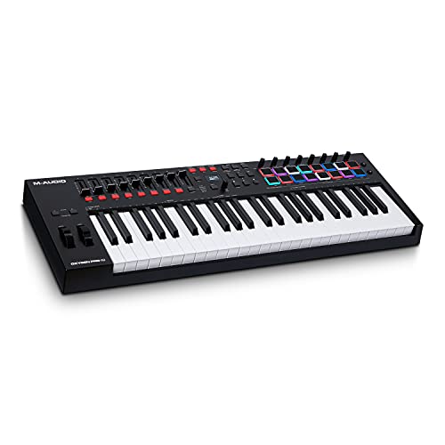 M-Audio Oxygen Pro 49 – Tastiera Midi Controller Usb A 49 Tasti Con Pad Beat, Manopole, Tasti E Fader Assegnabili Via Midi E Suite Software Inclusa
