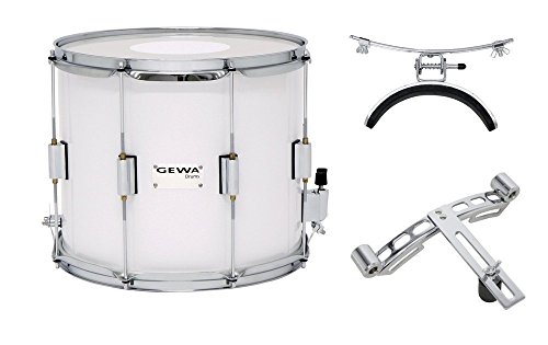 Gewa 891210 Tamburo Da Marcia, Tamburo Da Banda 14 X 10", Fusto In Betulla, Bianco