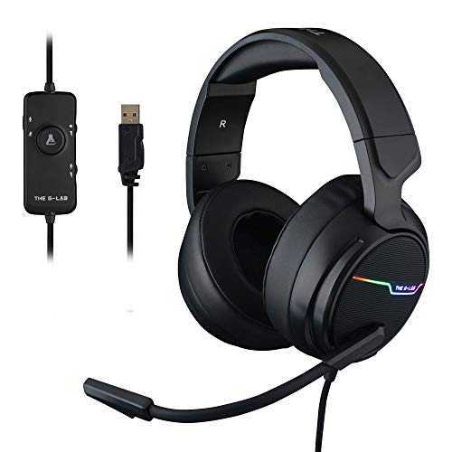 The G-Lab Korp Thallium Cuffie Da Gaming Usb Sound 7.1 Surround Digitale, Microfono Con Cancellazione Del Rumore, Led Rgb, Compatibile Con Pc Ps4 Ps5