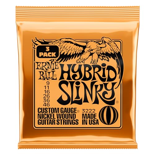 Ernie Ball, Hybrid Slinky Nickel Wound, Corde Per Chitarra Elettrica, Confezione Da 3, Diametro 9-46