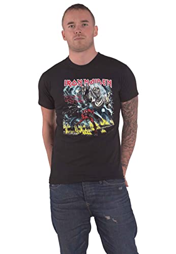 Rock Off Officially Licensed Products Iron Maiden T Shirt Number Of The Beast Band Logo Nuovo Ufficiale Uomo Nero Size Xl