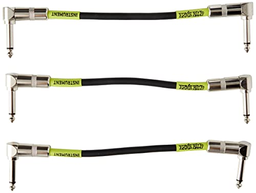 Ernie Ball, Cavo Patch, Angolato/Angolato, 15,24 Cm, Confezione Da 3, Nero