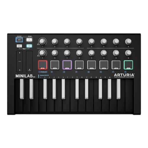 Arturia - Minilab Mkii Inverted - Controller Midi Portatile Per La Produzione Musicale, Con Pacchetto Software All-In-One - 25 Tasti, 8 Pad Multicolor