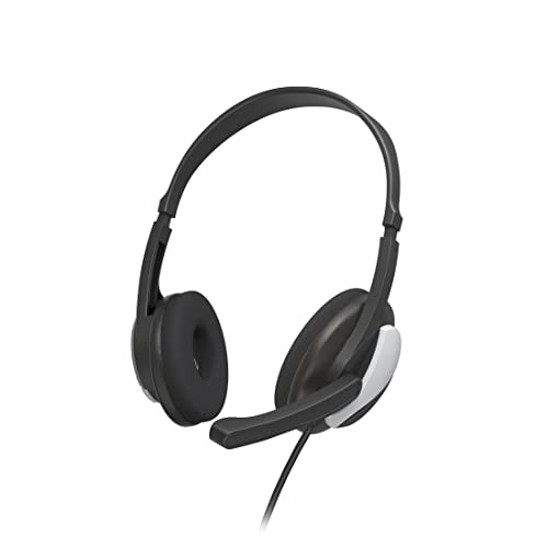 Hama Cuffie Con Microfono (Cuffie Cablate, Jack Da 3,5 Mm, Aux, Stereo Headphones Con Cavo, Cuffie On-Ear Pc Con Braccio Microfono E Fascia Per Il Col