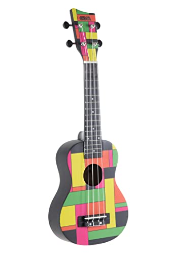 Ukulele Soprano Gewa Square W-So-Bbn Nero Neon Incl. Borsa Da Concerto