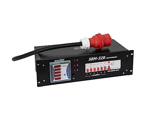 Eurolite Distributore Di Corrente Sbm-32B | Distributore Di Corrente Da 32 A Con Multimetro Nell'Alloggiamento Da 19"