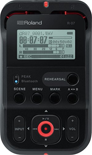 Roland R-07 Registratore Audio Ad Alta Risoluzione - Registratore Ultraportatile Ad Alta Risoluzione Con Ascolto E Controllo Remoto Wireless, Nero