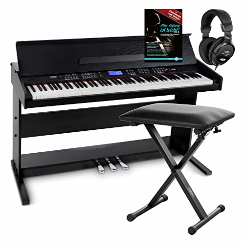 Funkey Dp-88 Ii Pianoforte Digitale Nero Set Con Panca Economy, Cuffie E Guida (Tedesco)