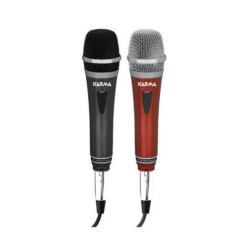 Karma Italiana Dm 522 Microfono (Coppia) Per Karaoke, Parlato, Ecc - On-Off + Cavo 4Mt
