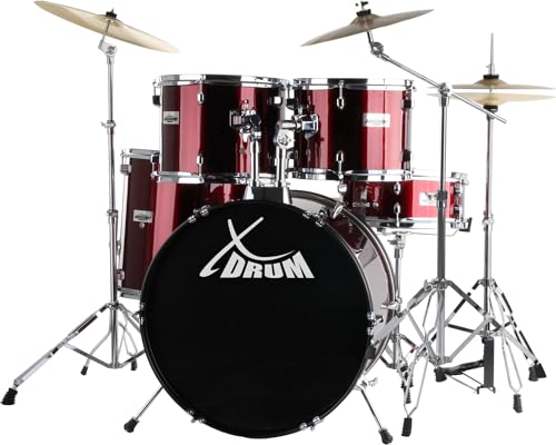Xdrum Semi 20" Studio Batteria Lipstick Red (Rosso) Con Asta A Giraffa + Piatto Crash