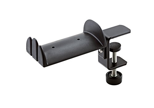 K&M 16090 Supporto Per Cuffie Nero, In Acciaio - Con Supporto In Plastica Per 2 Cuffie Over Ear - Da Fissare Su Un Supporto Circolare