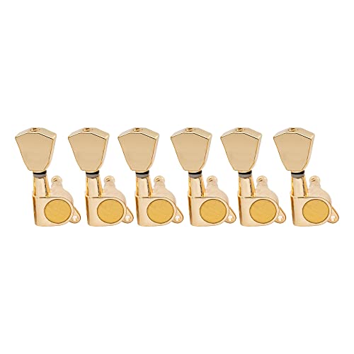 Musiclily Pro 6 In Linea Guitar Tuners Meccaniche Tuning Pegs Machine Heads Per Chitarra Elettrica Fender Stratocaster Telecaster,Tulip Button Dorato