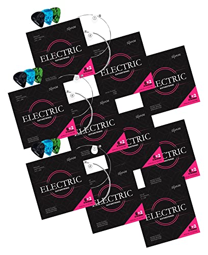10X Shaman Electric Corde Per Chitarra Elettrica, 2 Corde Di Ricambio E 3 Plettri Inclusi Set