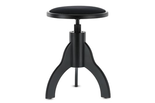 Gewa Pianostuhl Deluxe (Struttura In Legno Massiccio, Sedile Rotondo, Tre Gambe Sagomate, Diametro 35 Cm, Asta In Metallo, Altezza Da 45 A 60 Cm), Ner