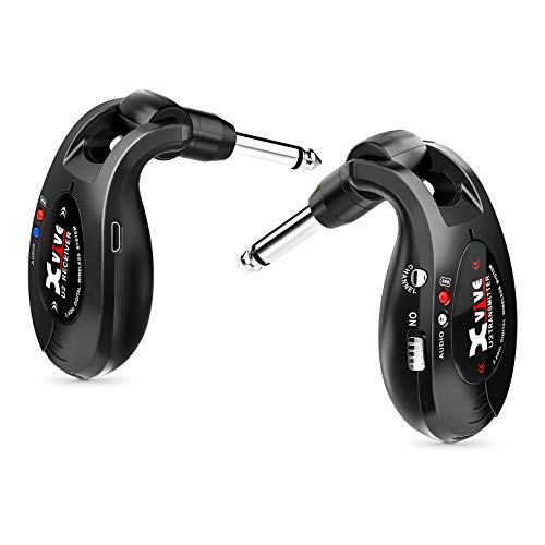 Xvive U2 - Sistema Wireless Per Chitarra, Basso E Altri Strumenti, Ricaricabile 2.4Ghz, Trasmettitore/Ricevitore Digitale, Colore: Nero