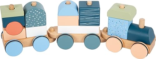 Small Foot 12449 Trenino Arctic In Legno Certificato Fsc 100%, Gioco Per Incastrare E Impilare, Per Bambini Da 1 Anno, Multicolore