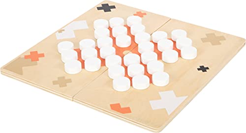 Small Foot 12220 Gioco Del Mulino E Solitario "Gold Edition" In Legno, Colori Moderni, Due Scacchiere, Dai 6 Anni