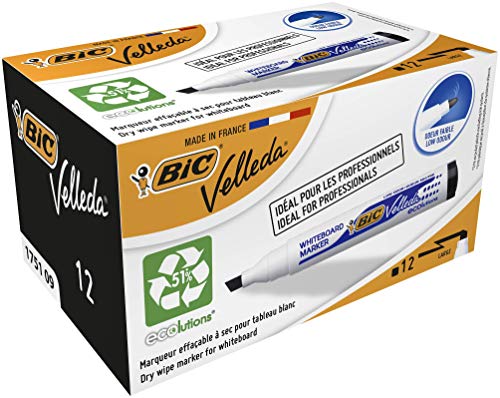 Bic Velleda 1751 Whiteboard Marker Chisel Tip Line Width 3.7-5.5Mm Black Ref 1199175109 [Pack 12]