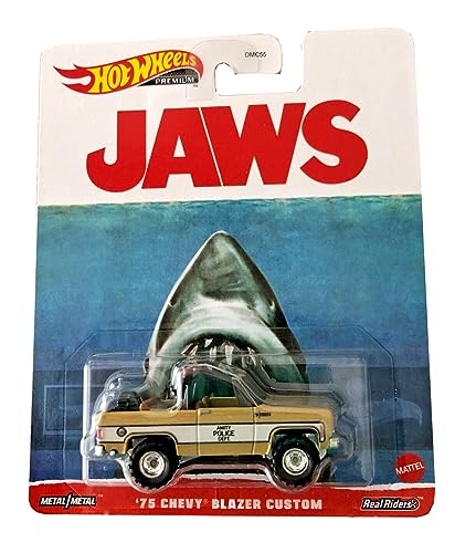 Hot Wheels Jaws Dal Film Lo Squalo Die Cast Modellino Auto 1975 Chevy Blazer Custom Amity Police Scala 1:64 - Lunghezza 7Cm Hkc24