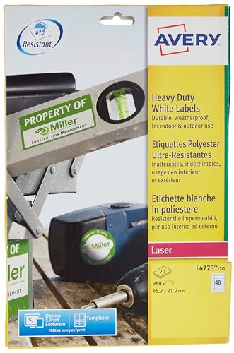 Avery White Heavy Duty Labels - Laser - L4778