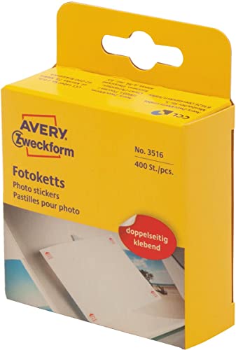Avery Italia 3516, Biadesivo Per Fotografia- 12X12Mm, Dispenser Da 400 Adesivi
