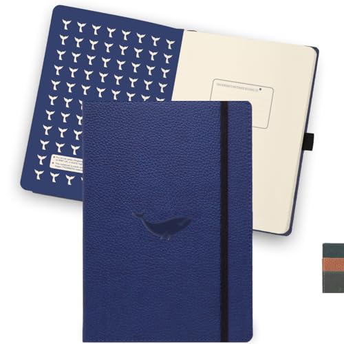 Dingbats - Quaderno Extra Large Con Puntini Di Fauna Selvatica, Blue Whale, A4 - Carta Perforata, Color Crema 100 Gsm A Prova Di Inchiostro