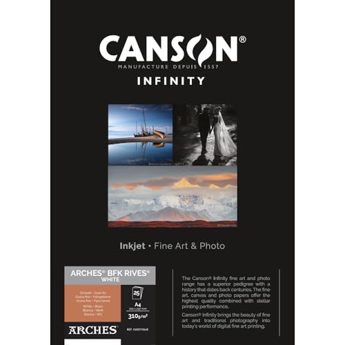 Canson Infinity Bfk Rives 100% Texturado 310G Scatola A4 25H Bianco Naturale