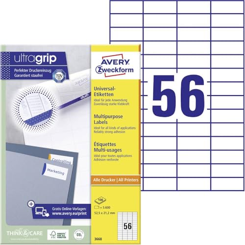 Avery 3668 Etichetta Multiuso 52.2X21.2 Mm