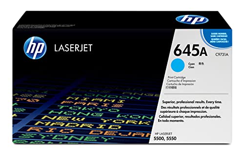 Hp 645A C9731A, Cartuccia Toner Originale Hp Da 12000 Pagine, Compatibile Con La Stampante Hp Laserjet 5500, 5550, Ciano