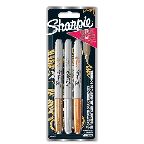 Sharpie Pennarelli Indelebili, Punta Fine Confezione Da 3 Assorted Metallic Colours