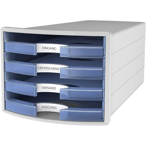Cassettiera Portadocumenti Han Impuls 2.0 – Design Accattivante Abbinato A Una Qualità Eccellente. Con 4 Cassetti Aperti Per Din A4/C4, Grigio Chiaro/