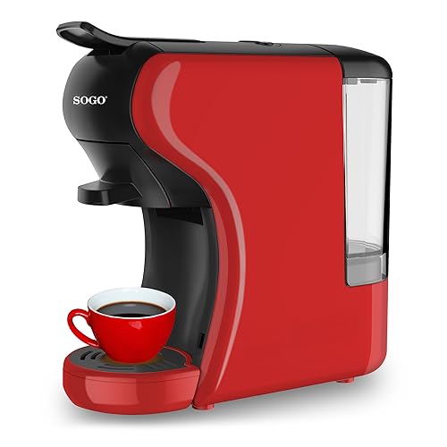 Sogo Macchina Da Caffè Universale A Capsule 3In1 - Macchina Da Caffè Multicapsule Nespresso/Dolce Gusto/Espresso 19 Bar, 0,6, Rosso (Ss-5675)
