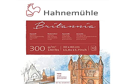 Hahnemuhle Britiannia- Hahnemuhle Britannia Watercolour Block 300G/M2-140Lbs Rough 30 X 40Cm