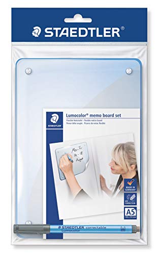 Staedtler Set Memo Board Lumocolor, Lavagna Per Appunti, Penna Cancellabile A Secco Di Colore Nero E Portapenne Adesivo, 641 Mb