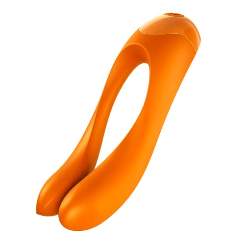 Satisfyer, Vibratore, Vibratore Da Dito, Candy Cane', Con Batteria, Silicone Medicale, 10 Cm, Colore:Arancia