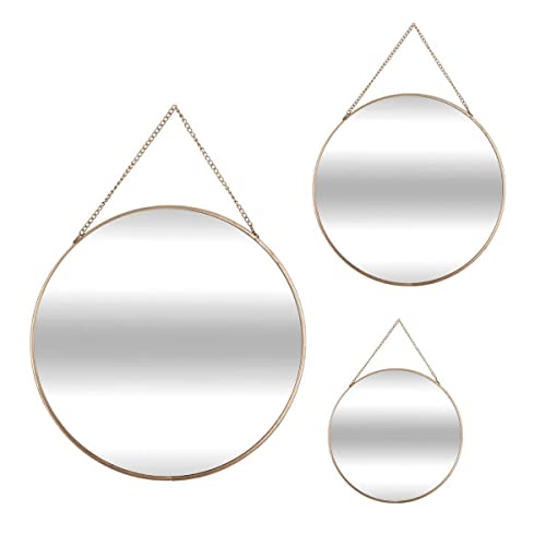 Atmosphera Createur D'Interieur - Set Di 3 Specchi Rotondi Dorati D20 24 D29Cm