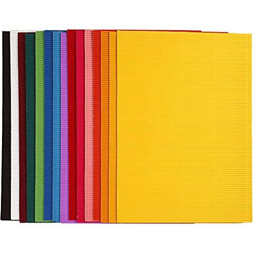 Creativ 21927 - Cartoncino Ondulato, Foglio Da 25 X 35 Cm, 80 G, 15 Fogli In Colori Assortiti
