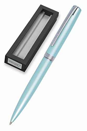 Online Bolígrafo Con Mecanismo De Giro, Metal, Color Turquesa Satinado, Mina Grande Intercambiable, Clip De Metal, Color De Escritura Negro, Incluye P