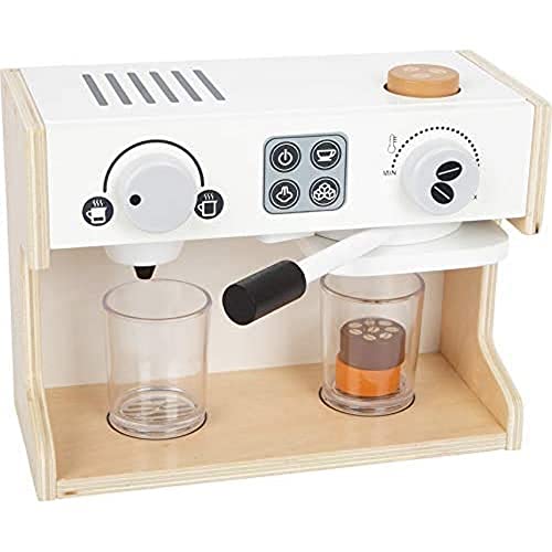 Small Foot 11792 Macchinetta Per Caffè Gastro, In Legno, Con Due Pulsanti Girevoli E Portafiltri, A Partire Dai 3 Anni Toys, Colore Bianco